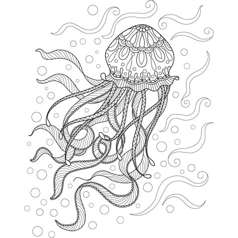 Jellyfish coloring pages for adults