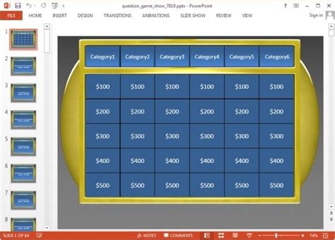 Jeopardy PowerPoint Template with Animation