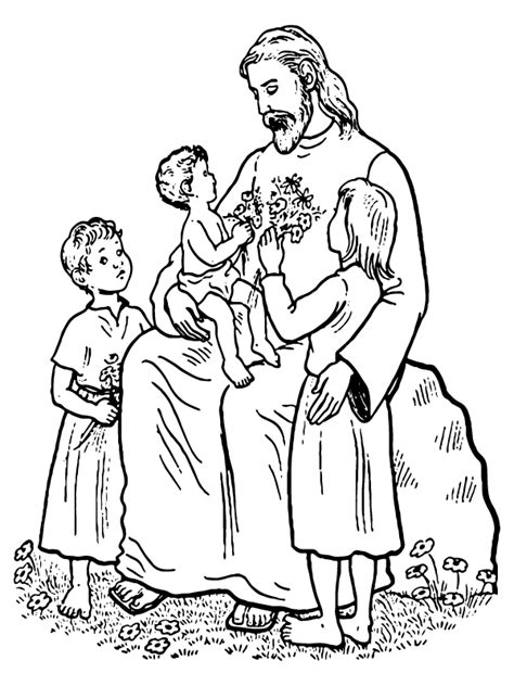 Jesus and children coloring page