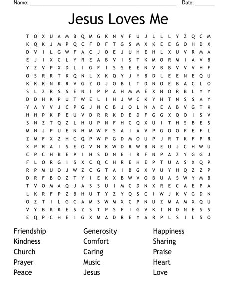 Jesus loves me word search