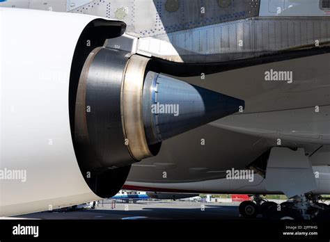 A close-up of a jet engine's nozzle