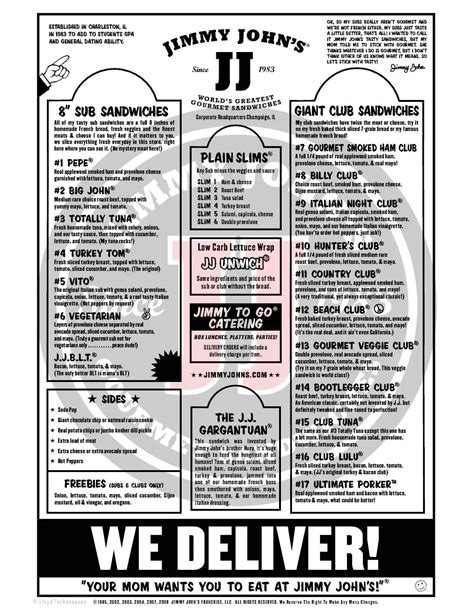 Jimmy John's Menu Gallery 2