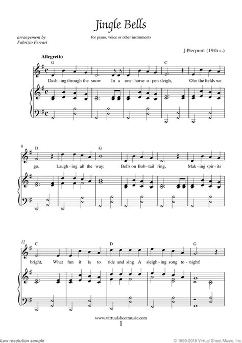 Jingle Bells Sheet Music for Voice