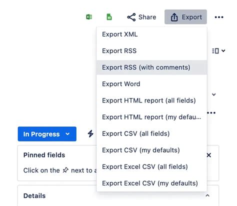 Jira Export Features