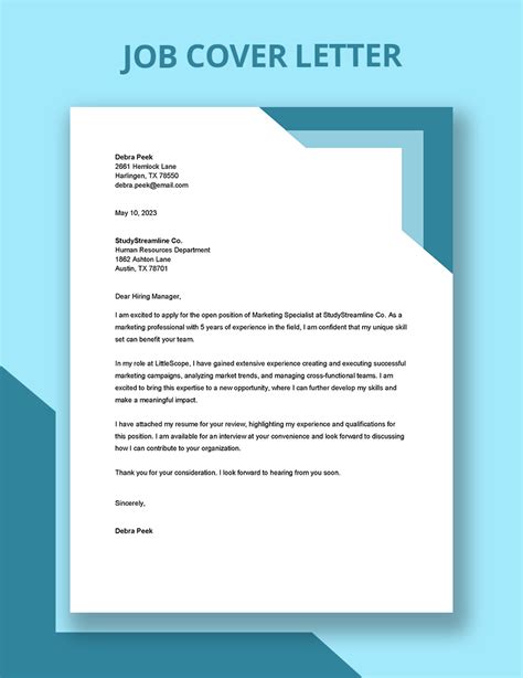 Job Cover Letter Template