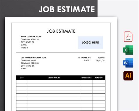 Job estimate templates in Word