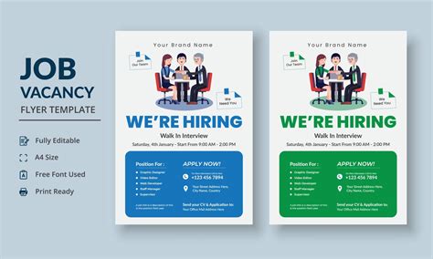 Job Flyer Template Vector