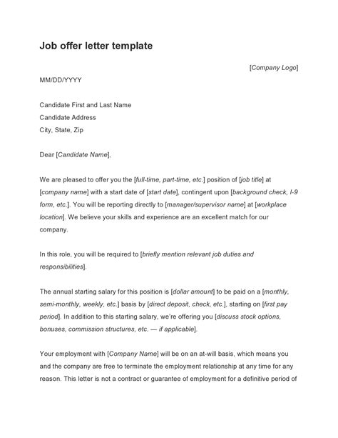 Job Offer Letter Template