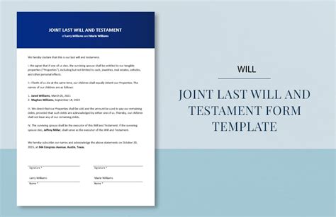 Joint Last Will and Testament Template