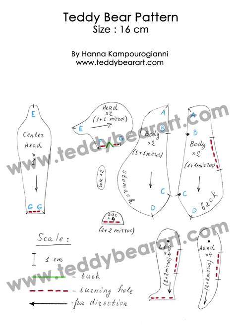 Jointed teddy bear pattern