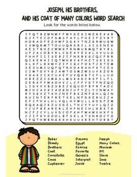 Joseph's coat of many colors word search