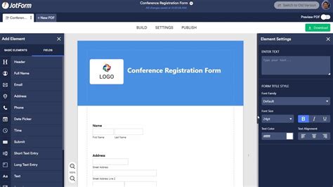 JotForm PDF form