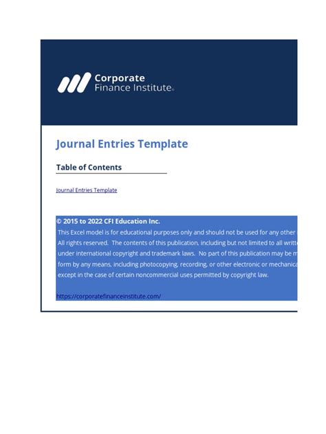 Journal Entry Template 9