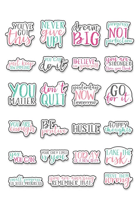 Journal Quotes Stickers Printable Designs Inspiration