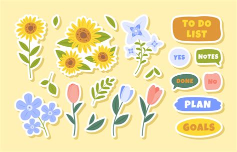 A collection of journal stickers with various designs and themes