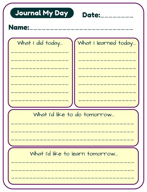 Journaling template examples for students