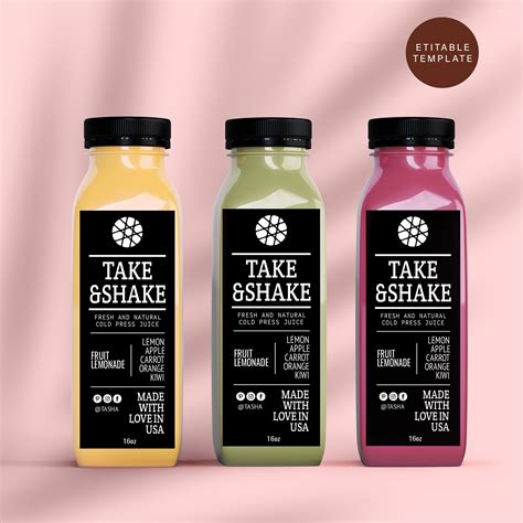 Juice Bottle Label Templates for Specific Juice Types