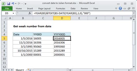 Julian Calendar Converter Excel Formula