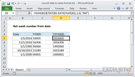 Julian Date in Excel