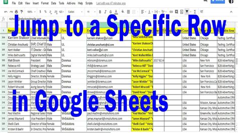 Jumping to a specific column or row