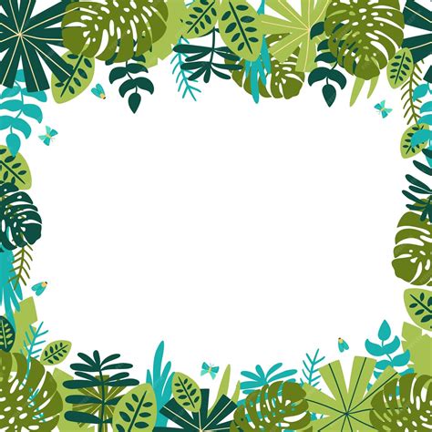 Jungle border template design with parrots and monkeys