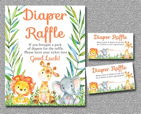 A jungle-themed diaper raffle ticket printable