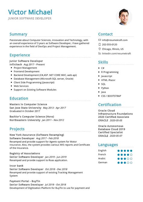 Junior Developer Resume Format