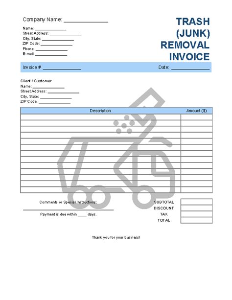 Junk Removal Invoice Template Example 1