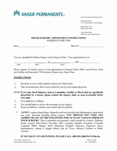 Kaiser Doctor's Note PDF Template 5