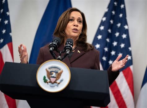 Kamala Harris speaking at a press conference