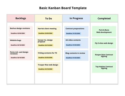 Kanban Board Template Word