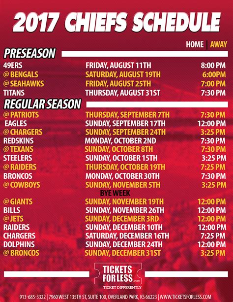 Kansas City Chiefs Preseason Schedule