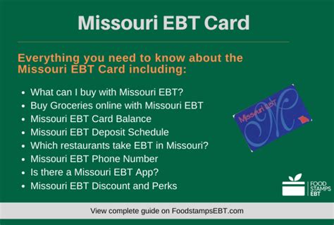 Kansas City Missouri Food Stamp EBT Card