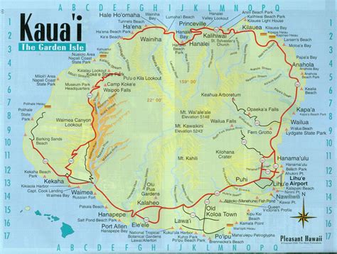 Free Printable Map Of Kauai Island Hawaii