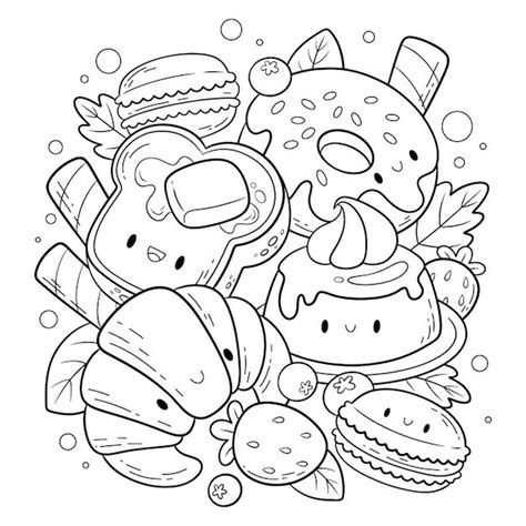 Kawaii coloring pages for stress relief