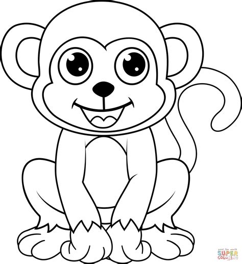 Kawaii Monkey Coloring Page