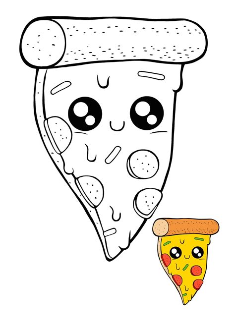 Kawaii Pizza Coloring Page