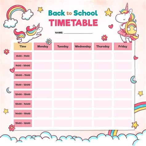 Kawaii Timetable Template Example 9