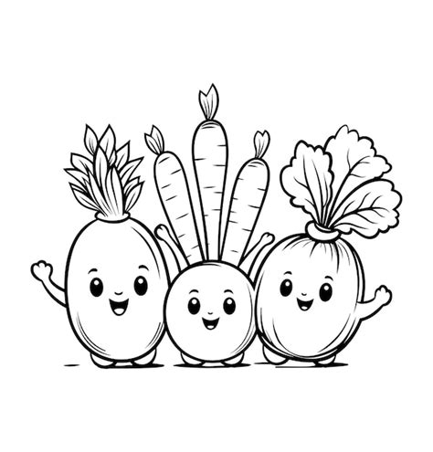 Kawaii Vegetable Coloring Page