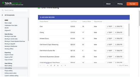 Kendo Grid External Templates