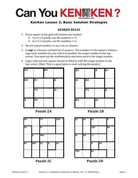 Solution to a Kenken puzzle