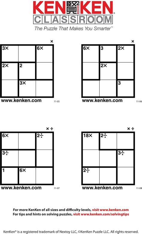 Types of Kenken puzzles