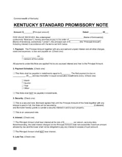 Kentucky Promissory Note Template 10