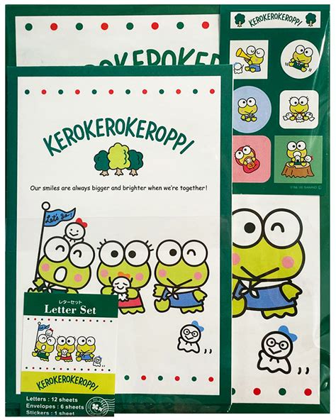 Keroppi stickers with friends in different scenarios