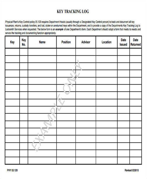 Key Log Templates in Excel