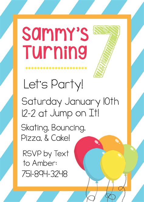 Kids' Birthday Party Invitation Template in Word