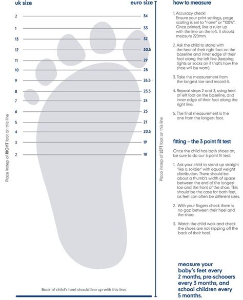 Kids foot measure printable