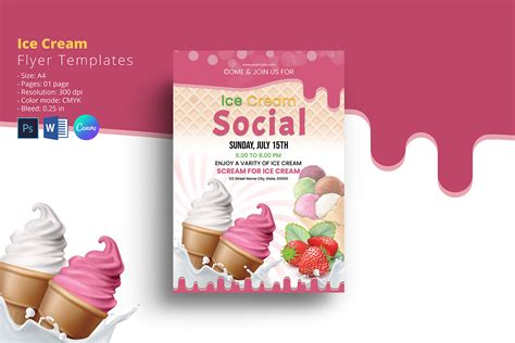 Kids' ice cream party flyer template