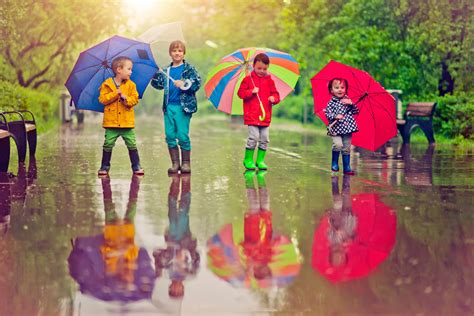 Kids Playing in Rain