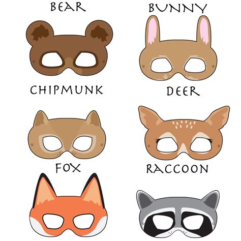 Kids wearing animal masks printable